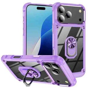 For iPhone 17 Pro Max TPU + PC Lens Protection Phone Case with Ring Holder(Purple)