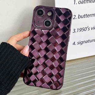 For iPhone 14 Plus Retro Weave Texture Electroplating Phone Case(Purple)