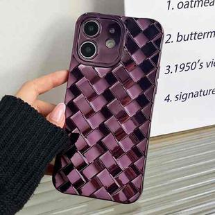 For iPhone 12 Retro Weave Texture Electroplating Phone Case(Purple)