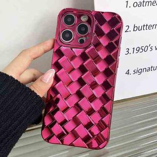 For iPhone 12 Pro Max Retro Weave Texture Electroplating Phone Case(Rose Red)