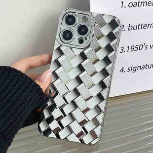 For iPhone 12 Pro Max Retro Weave Texture Electroplating Phone Case(Silver)