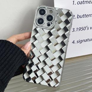 For iPhone 15 Pro Retro Weave Texture Electroplating Phone Case(Silver)