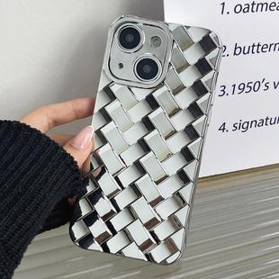 For iPhone 15 Retro Weave Texture Electroplating Phone Case(Silver)
