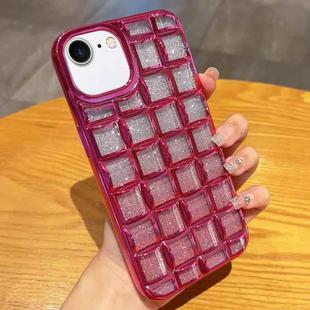For iPhone SE 2022 / SE 2020 / 8 / 7 3D Grid Glitter Paper Phone Case(Rose Red)