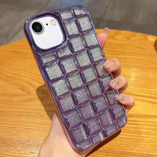 For iPhone SE 2022 / SE 2020 / 8 / 7 3D Grid Glitter Paper Phone Case(Purple)