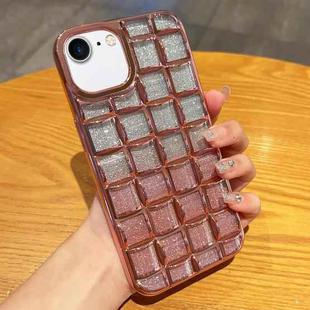 For iPhone SE 2022 / SE 2020 / 8 / 7 3D Grid Glitter Paper Phone Case(Rose Gold)