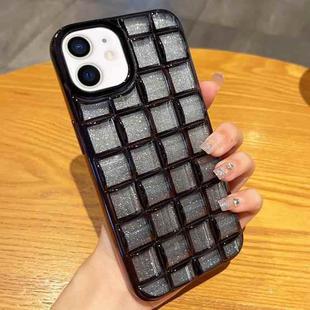 For iPhone 12 mini 3D Grid Glitter Paper Phone Case(Black)