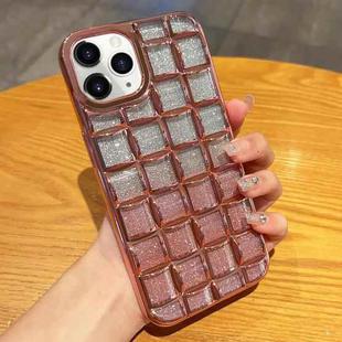 For iPhone 11 Pro Max 3D Grid Glitter Paper Phone Case(Rose Gold)