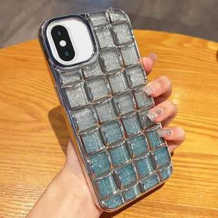 For iPhone XS / X 3D Grid Glitter Paper Phone Case(Silver)