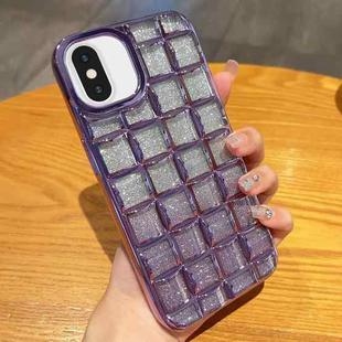 For iPhone XS Max 3D Grid Glitter Paper Phone Case(Purple)