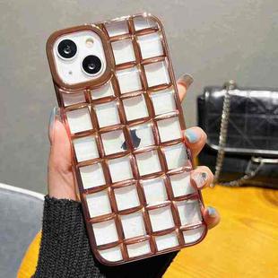 For iPhone 14 3D Grid Phone Case(Rose Gold)