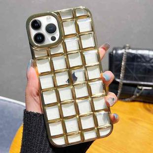 For iPhone 14 Pro 3D Grid Phone Case(Gold)