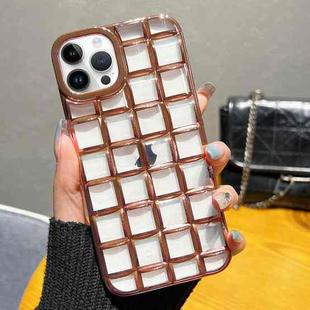 For iPhone 14 Pro 3D Grid Phone Case(Rose Gold)