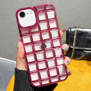 For iPhone SE 2022 / SE 2020 / 8 / 7 3D Grid Phone Case(Rose Red)