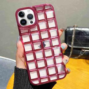 For iPhone 13 Pro Max 3D Grid Phone Case(Rose Red)