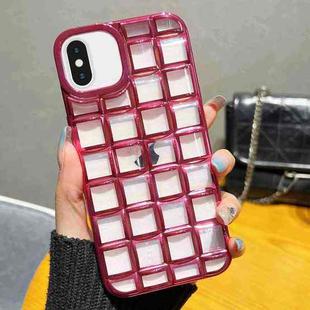 For iPhone XS / X 3D Grid Phone Case(Rose Red)