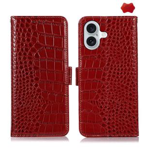 For iPhone 17 Crocodile Top Layer Cowhide Leather Phone Case(Red)