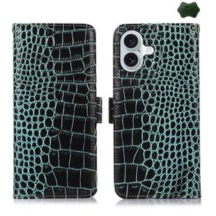 For iPhone 17 Crocodile Top Layer Cowhide Leather Phone Case(Green)