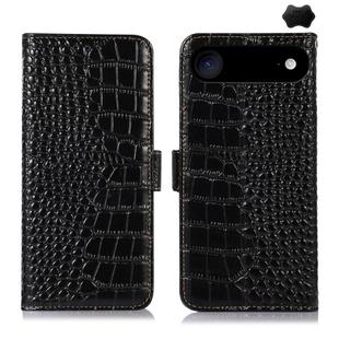 For iPhone 17 Air Crocodile Top Layer Cowhide Leather Phone Case(Black)