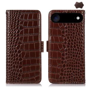For iPhone 17 Air Crocodile Top Layer Cowhide Leather Phone Case(Brown)