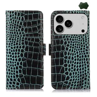 For iPhone 17 Pro Max Crocodile Top Layer Cowhide Leather Phone Case(Green)
