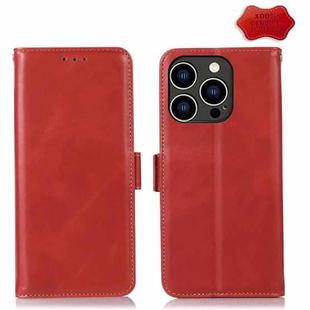 For iPhone 15 Pro Max Crazy Horse Top Layer Cowhide Leather Phone Case(Red)