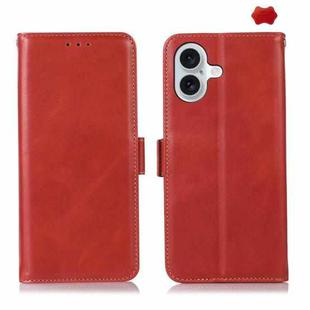 For iPhone 16 Crazy Horse Top Layer Cowhide Leather Phone Case(Red)