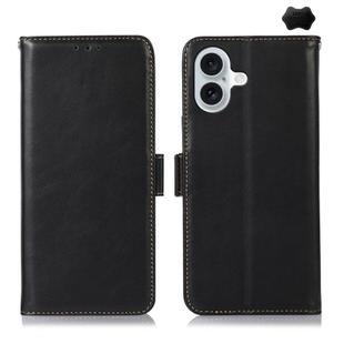 For iPhone 17 Crazy Horse Top Layer Cowhide Leather Phone Case(Black)