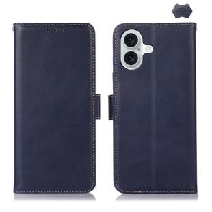 For iPhone 17 Crazy Horse Top Layer Cowhide Leather Phone Case(Blue)