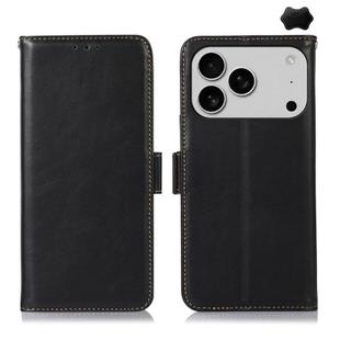 For iPhone 17 Pro Max Crazy Horse Top Layer Cowhide Leather Phone Case(Black)