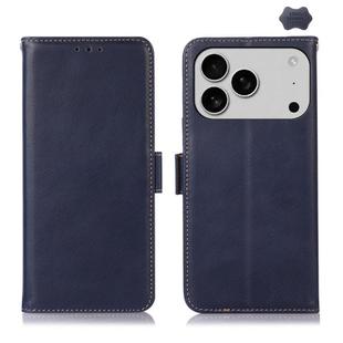 For iPhone 17 Pro Max Crazy Horse Top Layer Cowhide Leather Phone Case(Blue)