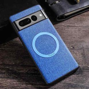 For Google Pixel 8 Magsafe Magnetic Ring Cloth Texture Phone Case(Blue)