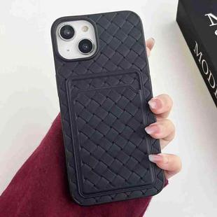 For iPhone 14 Plus Weave Texture Card Slot Skin Feel Phone Case(Black)