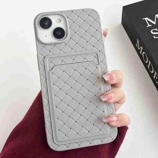For iPhone 14 Plus Weave Texture Card Slot Skin Feel Phone Case(Grey)