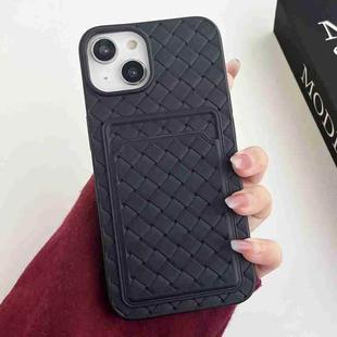 For iPhone 14 Weave Texture Card Slot Skin Feel Phone Case(Black)