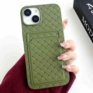 For iPhone 14 Weave Texture Card Slot Skin Feel Phone Case(Olive Green)