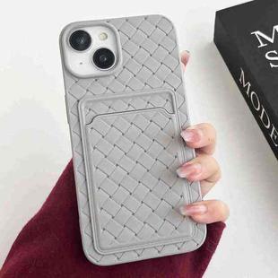 For iPhone 14 Weave Texture Card Slot Skin Feel Phone Case(Grey)