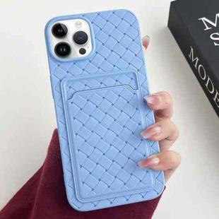 For iPhone 14 Pro Weave Texture Card Slot Skin Feel Phone Case(Sky Blue)