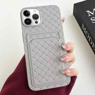 For iPhone 14 Pro Max Weave Texture Card Slot Skin Feel Phone Case(Grey)