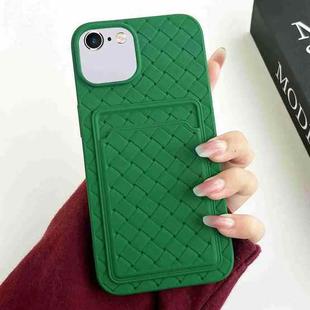 For iPhone SE 2022 / SE 2020 / 8 / 7 Weave Texture Card Slot Skin Feel Phone Case(Green)