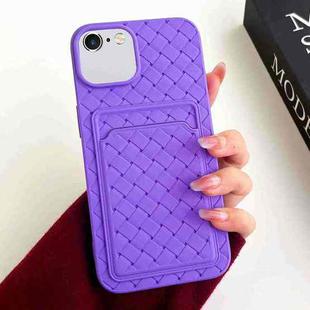 For iPhone SE 2022 / SE 2020 / 8 / 7 Weave Texture Card Slot Skin Feel Phone Case(Dark Purple)