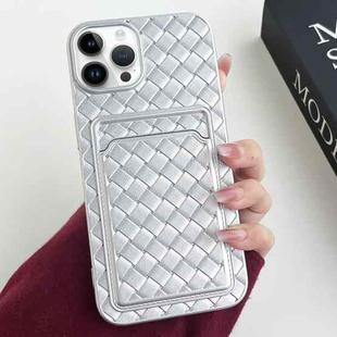 For iPhone 13 Pro Weave Texture Card Slot Skin Feel Phone Case(Silver)