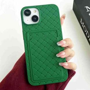 For iPhone 13 Weave Texture Card Slot Skin Feel Phone Case(Green)