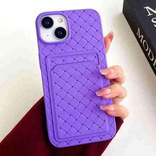 For iPhone 13 Weave Texture Card Slot Skin Feel Phone Case(Dark Purple)