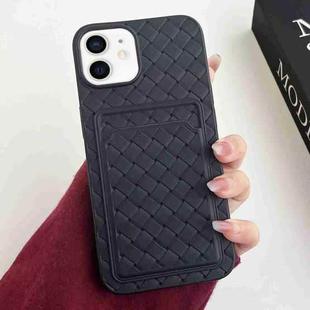 For iPhone 12 / 12 Pro Weave Texture Card Slot Skin Feel Phone Case(Black)