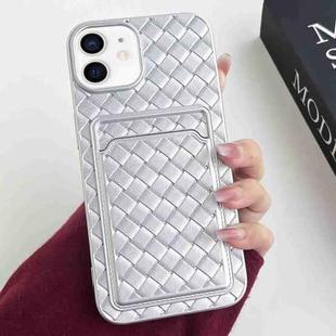 For iPhone 12 / 12 Pro Weave Texture Card Slot Skin Feel Phone Case(Silver)