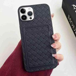 For iPhone 12 Pro Max Weave Texture Card Slot Skin Feel Phone Case(Black)