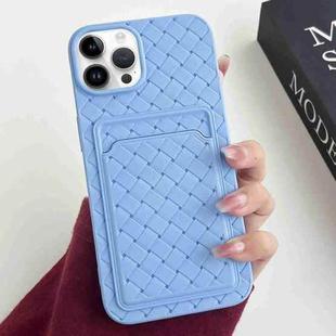 For iPhone 12 Pro Max Weave Texture Card Slot Skin Feel Phone Case(Sky Blue)