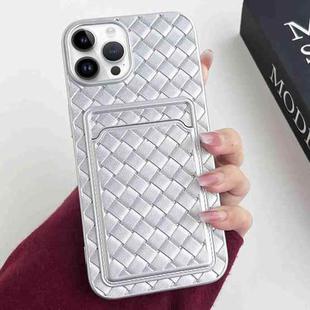 For iPhone 12 Pro Max Weave Texture Card Slot Skin Feel Phone Case(Silver)