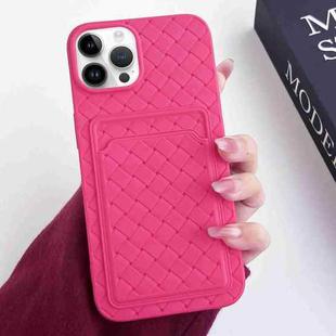 For iPhone 12 Pro Max Weave Texture Card Slot Skin Feel Phone Case(Rose Red)